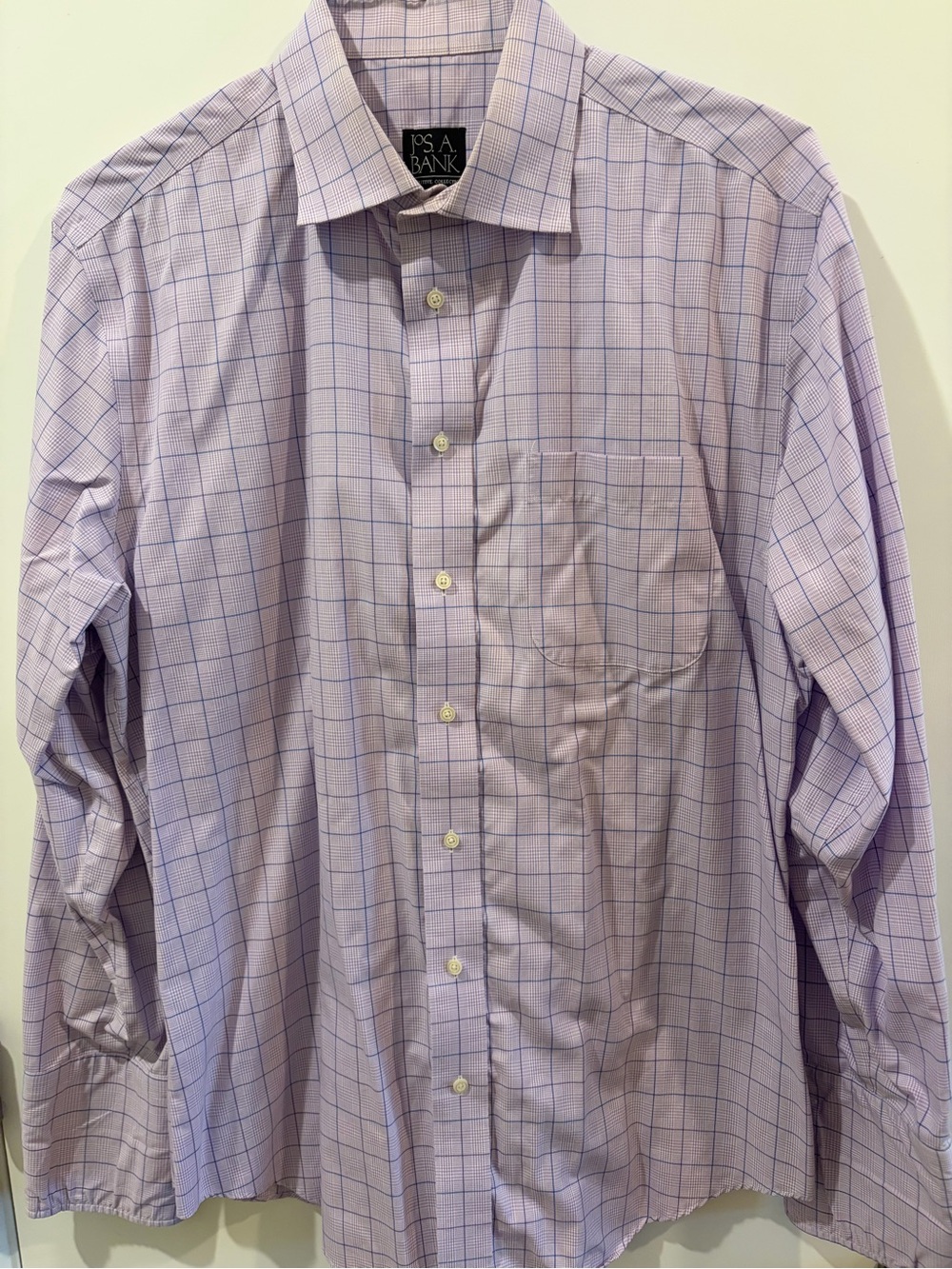 Jos. A. Bank French Cuff Lavender Windowpane Dress Shirt
